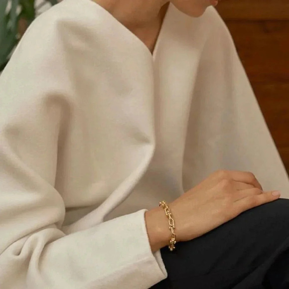 925 Sterling Silver Hardware Chain U Link Bracelet - Picture 7 of 8